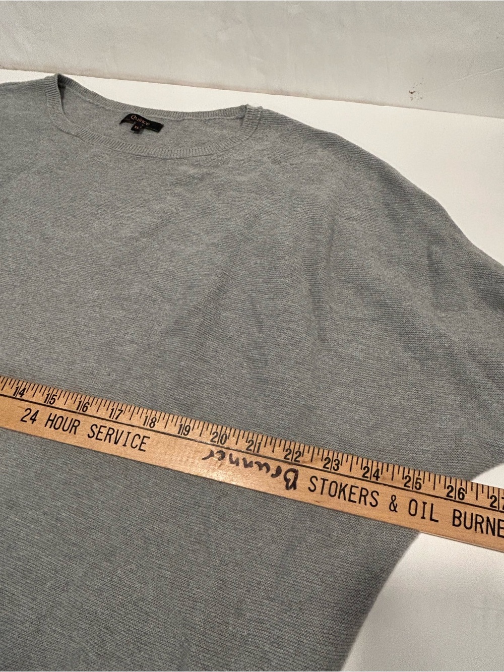Quince Cotton Cashmere Link-Stitch Dolman Sweater Heather Grey Size XL - Picture 8 of 9